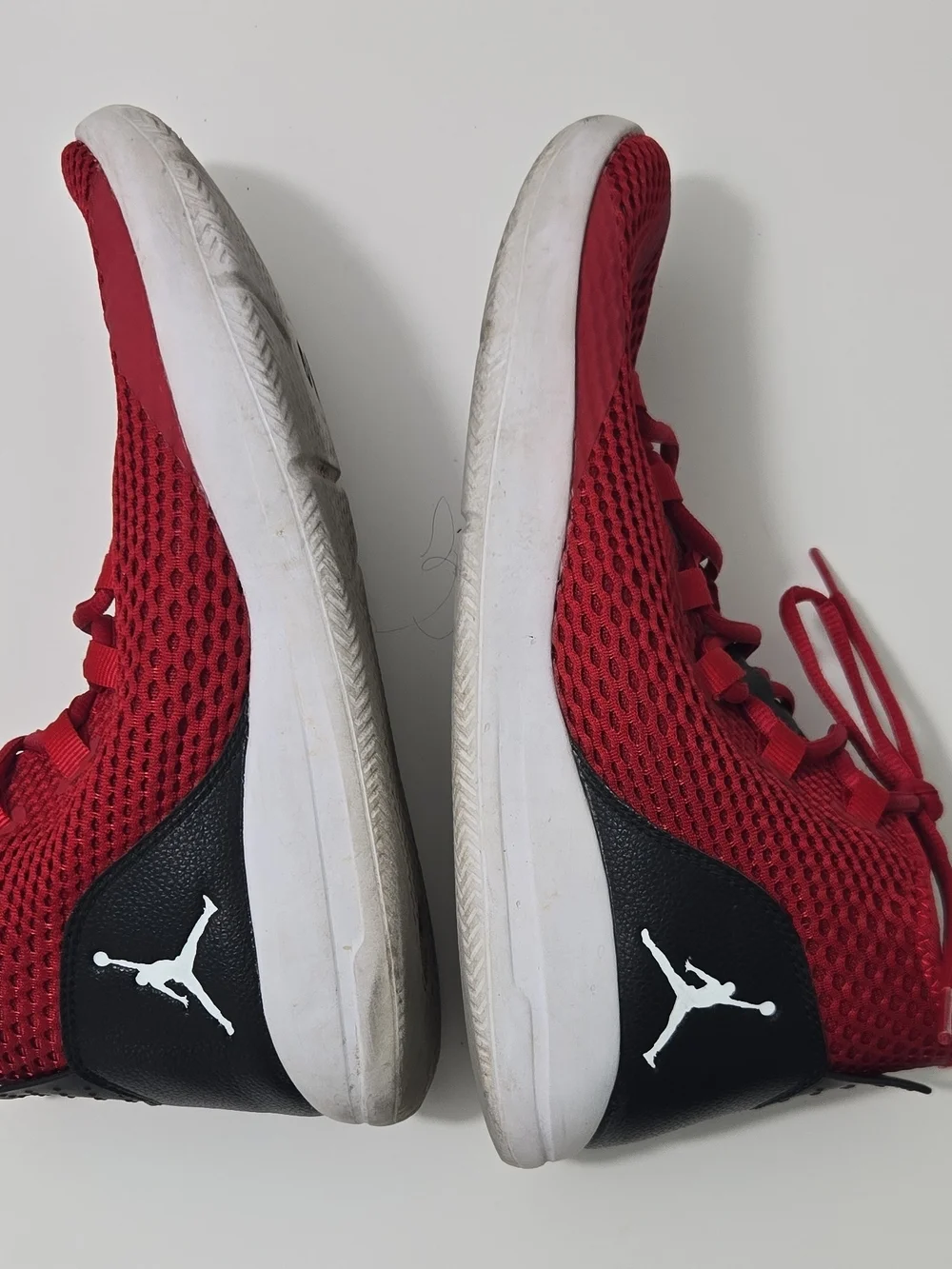 Jordan Red Knit Lace-Up Sneakers
